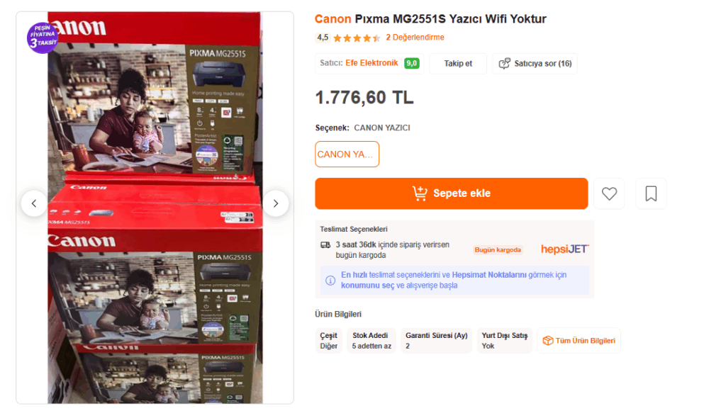 canon 2551s hepsiburada fiyat