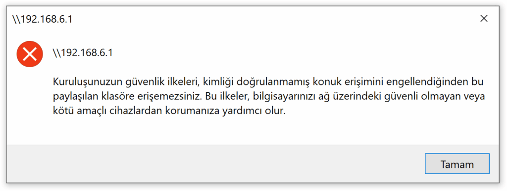kurulusunuzun guvenlik ilkeleri kimligi dogrulanmamis konuk erisimini engellediginden bu paylasilan klasore erisemezsiniz