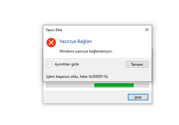 windows yaziciya baglanamiyor