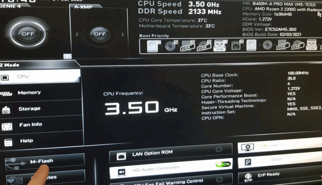 b450m a pro max bios menusu