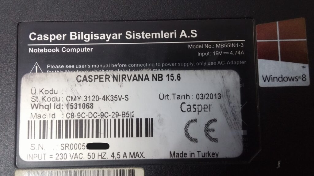 casper garanti etiketi